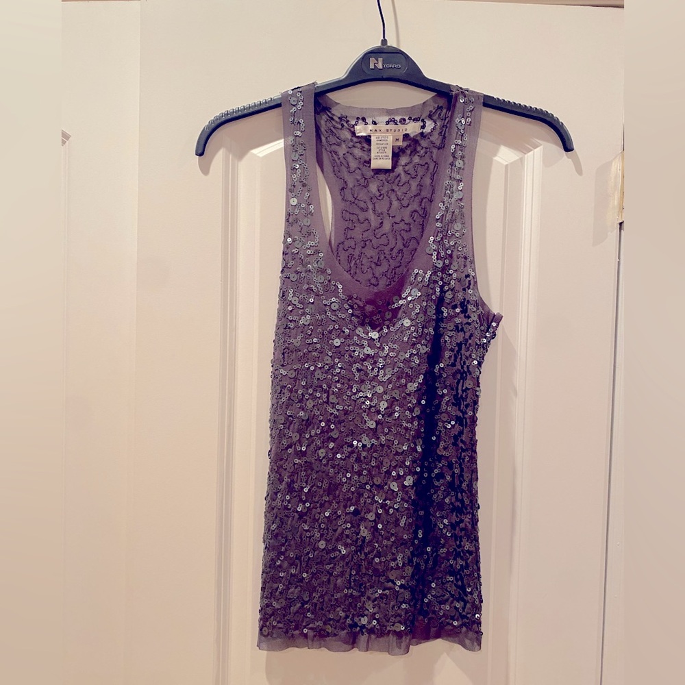 MAX STUDIO Charcoal Grey Sequin Tank